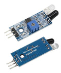 Infrared Obstacle Avoidance Module With Dual Tube Photoreflective Sensors And Adjustable Detection Range From Two To Thirty Centimeters Arduino Compatible Plug And Play For DIY Robots And Smart Projects, showing front and back view.