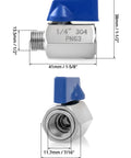 QWORK mini ball valve, blue lever, 304 stainless steel