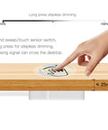 Wood Panel Penetrating Touch Sensor LED Dimmer Switch With Hand Sweep Control 12V-24V 60W, demonstrating hidden installation under wood