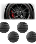 American Flag Wheel Hub Center Caps 56mm Universal for Cars Trucks SUVs, 4 Pack Black Flag Rim Covers, car wheel close-up