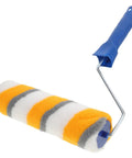 No Sweat Chemical Fiber Paint Roller For Smooth Ceiling Jobs And Easy Interior Decorating With Pro Level Lines And Zero Fuss Application For Quick Diy Makeovers And Touch Ups, striped roller with blue handle.