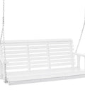Weatherproof Wooden Porch Swing 5.5 Foot With Dual Cup Holders Heavy Duty 880 Lbs Outdoor Hanging Bench Swing With Adjustable Chains For Front Porch Yard Balcony Garden White Easy Assembly