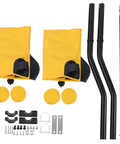 Inflatable Kayak Stabilizer And Outrigger Kit With Floating Brackets And Guide Rail, Boost Stability, Yellow components displayed