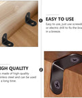 Close-up of Black Stainless Steel Right Angle Corner Brackets Set With Screws 18 Piece L Shape Furniture Fasteners For Shelves And Chests