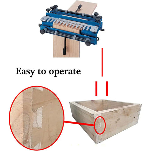 Heavy Duty Twelve Inch Dovetail Jig And Mortising Template designed for smooth woodworking, shown in use with drawer joint.