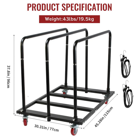 Folding Table Cart With Swivel Wheels, Heavy Duty Dolly That Handles Up To 1800 Lbs And 10 Table Capacity, Adjustable Panel Cart For Banquets, Parties, Meetings, And Events, Durable Alloy Steel Construction, 30.31 x 45.28 x 37.8 in