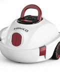 Cordless Robotic Pool Cleaner With 100-Minute Runtime, Dual Suction Ports, red and white design, front view