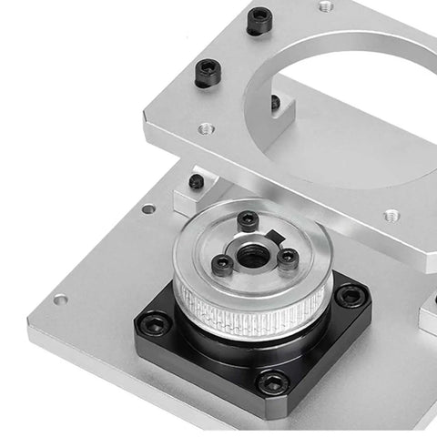 Heavy Duty Hollow Rotary Platform With Adjustable Belt Tension For 86 Stepper Motors To Nail Dead On Positioning, detail of aluminum casing and base.