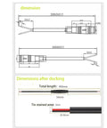 2 Pin 3 Pin 4 Pin Waterproof Signal Cable Pigtail 20cm 26AWG lead dimensions diagram for Ebike conversion kit.