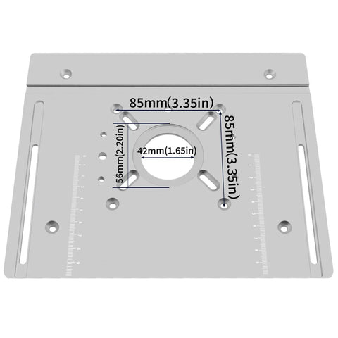 Durable Aluminum Router Table Insert Plate Set For Wood Milling Flip Jig Precision Engineered Heavy Duty Replacement Plates Non Rusting And Warping Reliable Performance For Demanding Shops Perfect Upgrade showing precise measurements.