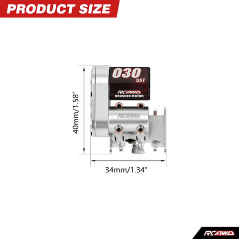 Helical Gear Center Transmission Upgrade For 1 To 30 Scale Axial Bronco And Wrangler JLU RC Crawlers with 55T brushless motor
