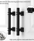 Close-up of installed 10 Pack 3 Inch Matte Black Cabinet Pulls with Solid Steel Construction and Zinc Alloy Base for modern kitchens