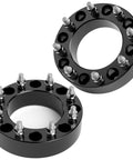 Badass 2 Inch 8x180 Wheel Spacers Forged Lug Centric Compatible With Chevy Silverado 2500HD And GMC Sierra 3500HD, black with mounting bolts.