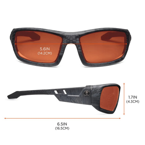 Odin Polarized Safety Sunglasses With Kryptek Typhon Frame And Copper Lens, Impact Resistant Full Frame, Glare Reducing Polarized Lenses, Nearly 100 Percent UV Protection, ANSI Z87 Plus Certified For Tough Work And Outdoor Action