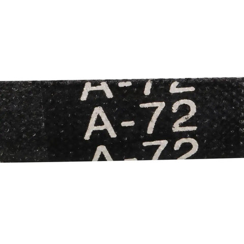 Close-up of A72 Drive V Belt 72 Inch Inner Length 13mm Width 8mm Thick A Section Neoprene Rubber Belt with visible A-72 marking.