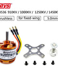 D3536 1000KV Brushless Outrunner Motor 5.0mm Shaft for 2-4S RC Multicopters and Fixed-Wing UAVs with accessories