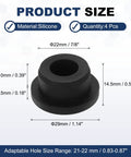 4 Pack T Shaped Silicone Plugs Pro Grade 22.3mm Seven Eighths Inch Diameter Snap In Hole Seals with dimensions shown