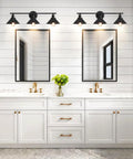 Farmhouse Vanity Lights Two Light Over Mirror Bathroom Fixture Matte Black Wall Sconces With Metal Shades For Rustic Modern Bathrooms