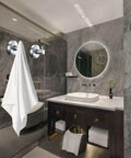 Shower Suction Cup Hooks Set Of 2 Brushed Nickel Stainless Steel SUS 304 holding towel on glass shower door