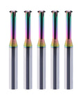 Carbide thread milling cutters, rainbow-coated, five pieces with D3.15 shanks and pitch 0.5–0.8 for aluminum
