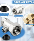 Slick Heavy Duty Three Way T Adapter Bidet Splitter And Toilet Faucet Converter with metal three-way design and rubber washer.