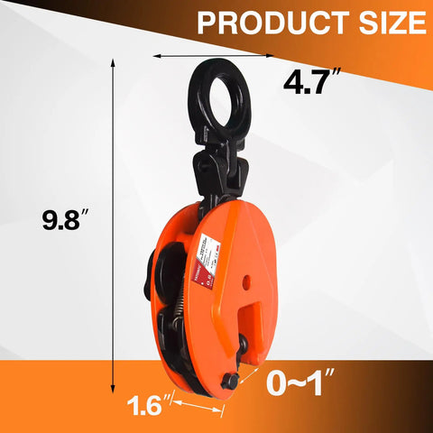 Heavy Duty Vertical Plate Lifting Clamp Built Like A Tank For Serious Sheet Metal Work Featuring A Badass Carbon Steel Jaw dimensions 9.8" x 4.7" x 1.6".