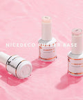 Three bottles of All In One Rubber Base Gel For Nails 4 In 1 Base Coat Foundation Gel Nail Repair And Strengthener Nude Pink UV