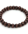 Dope Vintage Punk Wrap Bracelet Set Of Six Braided Faux Leather Cuffs For Men And Women Adjustable Brown Stack of wooden bead bracelets.