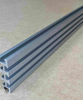 Heavy Duty 94 Inch Aluminum Multi T Track With Eight Precision Slots For Custom Jigs And Workbenches Plug And Play Build Premium 6061 T6 Anodized Made In USA, viewed from the side.