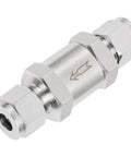Detachable compression check valve, 304 stainless steel, 3/8 OD x 3/8 OD, inline one-way valve.