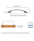 Diagram of Arched Satin Nickel Cabinet Handle Drawer Pull For Kitchen Cabinets And Furniture, 96mm Center To Center Spacing