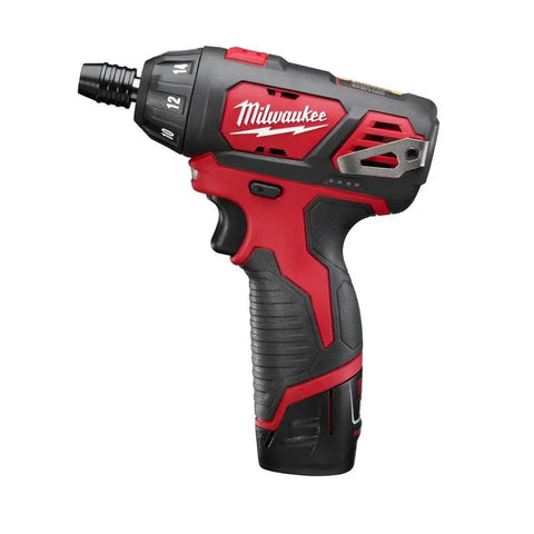 12 Volt Cordless Hex Screwdriver Kit With Two 1.5Ah Batteries, Charger, And Tool Bag, Variable Speed Trigger, side view