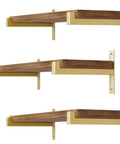 6 Pack Heavy Duty Shelf Brackets With Lip 13 Inch Gold Finish For Solid Shelving, T Shaped Supports, No Drama Install, Includes Concrete Plugs Drywall Plugs And Self Tapping Screws For Quick Easy Mounting wall-mounted with wood shelves