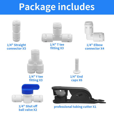 Quarter Inch Tool Free Quick Connect Water Line Fittings Kit For RO DI Systems Fridge And Ice Maker Push To Connect Plumbing Adapters