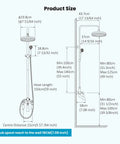 Technical diagram of Oil Rubbed Bronze Wall Mount 8 Inch Round Shower Head Triple Function Exposed Pipe System dimensions.