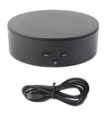 Smooth And Silent 360 Degree Rotating Display Stand with USB cable, black ABS base for showcasing products.