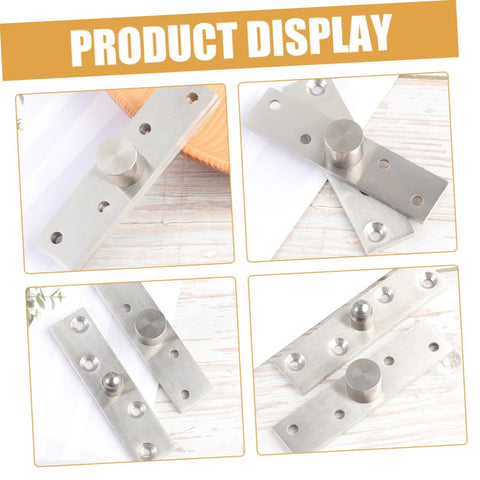 Hidden 360 Degree Door Hinges For Wood Doors And Bookcases That Spin Smoothly With Stainless Steel Pivot Mechanics Heavy Duty And Invisible Mounting For A Slick Clean Look Install 4 Pack By DIYEAH product display showing stainless steel hinges on white surface
