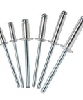 Heavy Duty Aluminum Dome Head Blind Rivets Set - Assorted Sizes, 215-Piece Kit For Metal DIY Projects showing various rivets