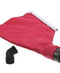 Heavy Duty 4 Inch Woodworking Belt Sander Dust Collection Bag With Reusable Debris Catcher And No Hassle Quick Snap Mount, dark red fabric.