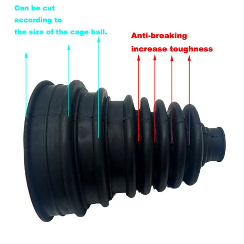 Side view of Universal Thick CV Joint Boot Kit rubber boot showing cut-to-fit design and anti-breaking features.