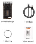 Rechargeable Keychain EDC Flashlight, 900 Lumens Tiny Yet Mighty Pocket Rocket Mini LED Light with USB cable, key ring, and manual