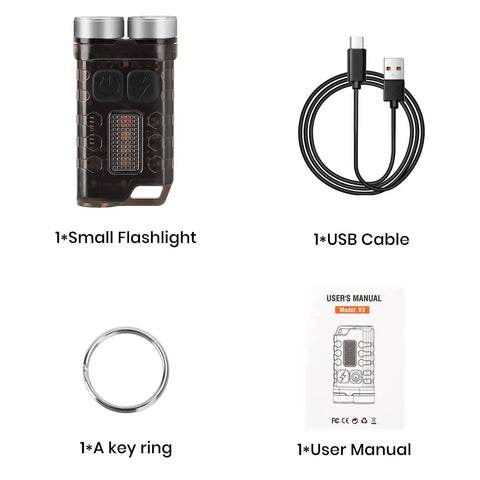 Rechargeable Keychain EDC Flashlight, 900 Lumens Tiny Yet Mighty Pocket Rocket Mini LED Light with USB cable, key ring, and manual