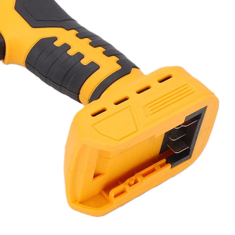 Get A Crazy Powerful 20v Cordless Rivet Tool Kit With Brushless Motor High Torque And Led Light For Tight Spaces That Makes Long Work Sessions Easy Slay Your Projects Without Any Cords Getting In The Way Today Right Now. yellow cordless rivet tool handle close-up