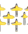 8 Bit Table Edge Router Bit Set With Half Inch Shank for Smooth Ornate Edge Profiles, Pro Grade Tungsten Carbide Blades