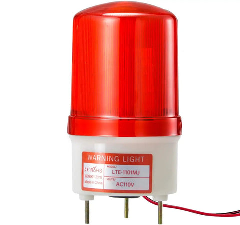 Heavy Duty Rotating Warning Light With Punchy 90Db Buzzer Red Industrial Beacon Alarm For Real Jobsites And Rig Gear 110V Ac Revolving Siren Flasher With Bolt Down Mount
