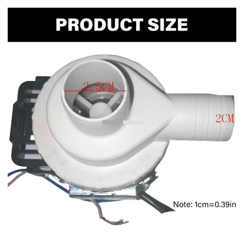 Drain Pump Motor Assembly For Drum Washing Machine Replacement Part, Restores Water Drainage, ABS Construction, Compact 2.5 Cm Size, Easy Install, Durable Drum Washer Pump, 2cm outlet view