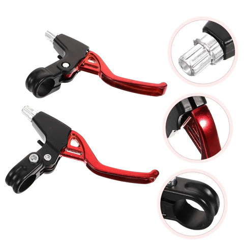 3 Pair Aluminum Alloy Bike Brake Levers Set Red For Mountain And Road Bikes, close-up of dark red lever and attachment detail