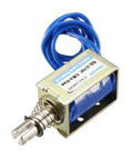 12V DC Pull Type Solenoid Electromagnet Open Frame Style With 8 To 10 Mm Stroke Linear Motion Plunger Spring Return No Fuss Installation DIY Automation Gear For Machinery Projects And Hobbies, blue wire