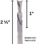 Badass Up Cut Spiral Router Bit Featuring Five Sixth Inch Cutting Diameter And One Inch Cutting Length Made From Solid Carbide.