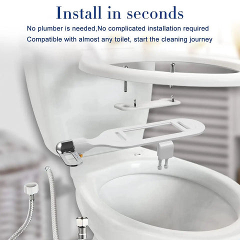 Ultra Slim Bidet Seat Attachment With Self Cleaning Dual Nozzles Non Electric Fresh Water Spray installation on toilet